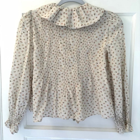 DOEN HARDY PINTUCK COTTON + VISCOSE FLORAL BLOUSE SIZE XXS - Picture 3 of 13